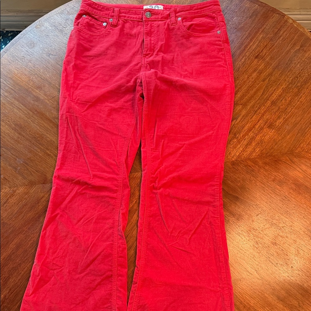 We The Free (Free People) Red Corduroy Flare Pants - Size 30